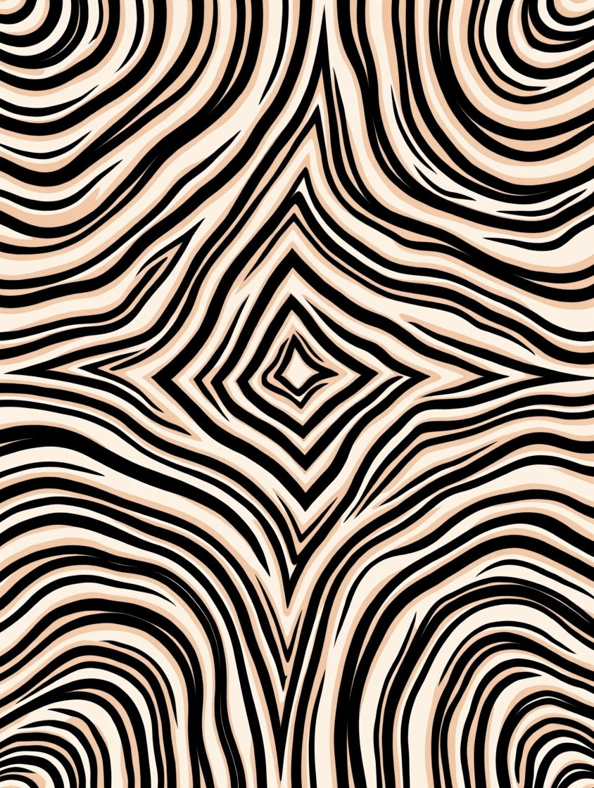 Black and Cream Abstract Wavy Rug
