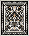 Intricate Black Cream Golden Geometric Design Rug