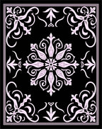 Elegant Filigree Black Pink Floral Rug
