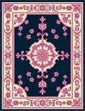 Classic Floral Medallion Pink Blue Rug