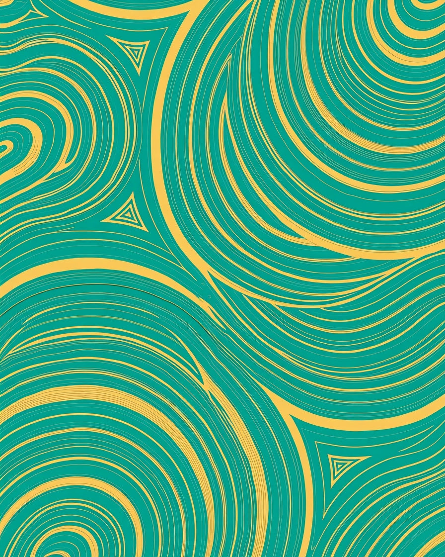 Abstract Teal Gold Swirl Pattern Rug