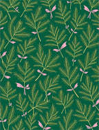Green Pine Frond Pink Accent Rug
