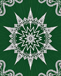 Emerald Green White Starburst Mandala Rug