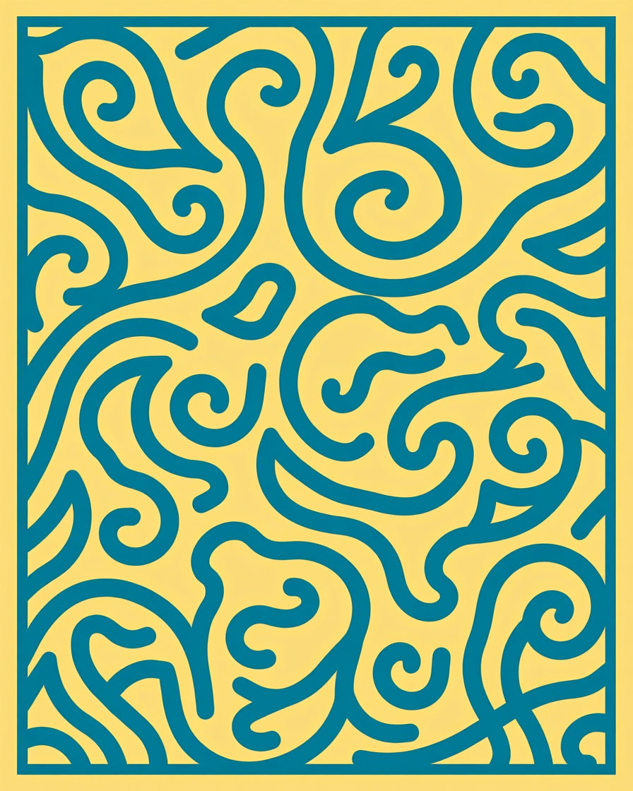 Bold Teal Swirl Organic Pattern Rug