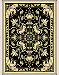 Art Nouveau Floral Black Gold Pattern Rug