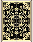 Art Nouveau Floral Black Gold Pattern Rug