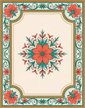 Coral Floral Geometric Medallion Design Rug