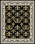 Black Gold Baroque Scroll Pattern Rug