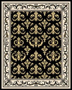 Black Gold Baroque Scroll Pattern Rug