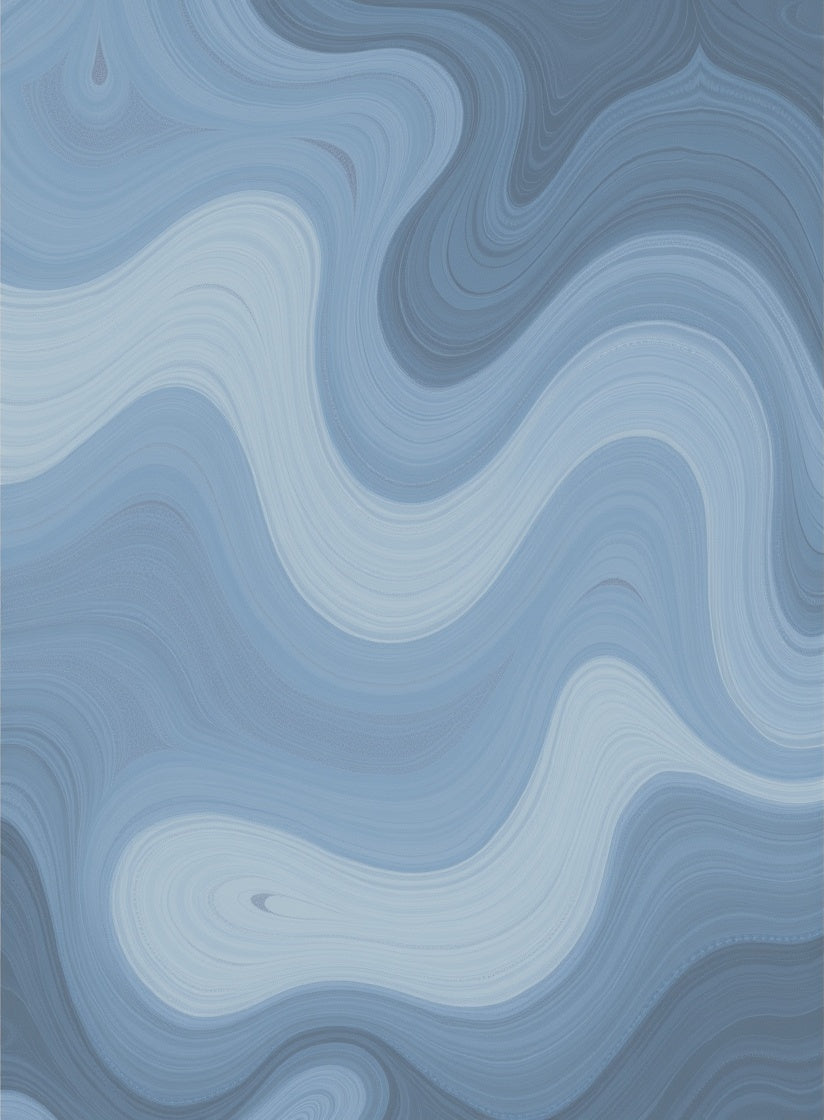 Abstract Swirling Blue Waves Rug