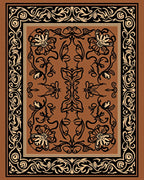 Elegant Floral Scroll Pattern Rug