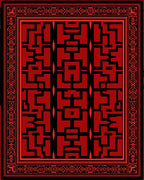 Bold Red Black Geometric Maze Rug