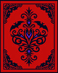 Gothic Red Black Bat Motif Rug