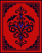 Gothic Red Black Bat Motif Rug