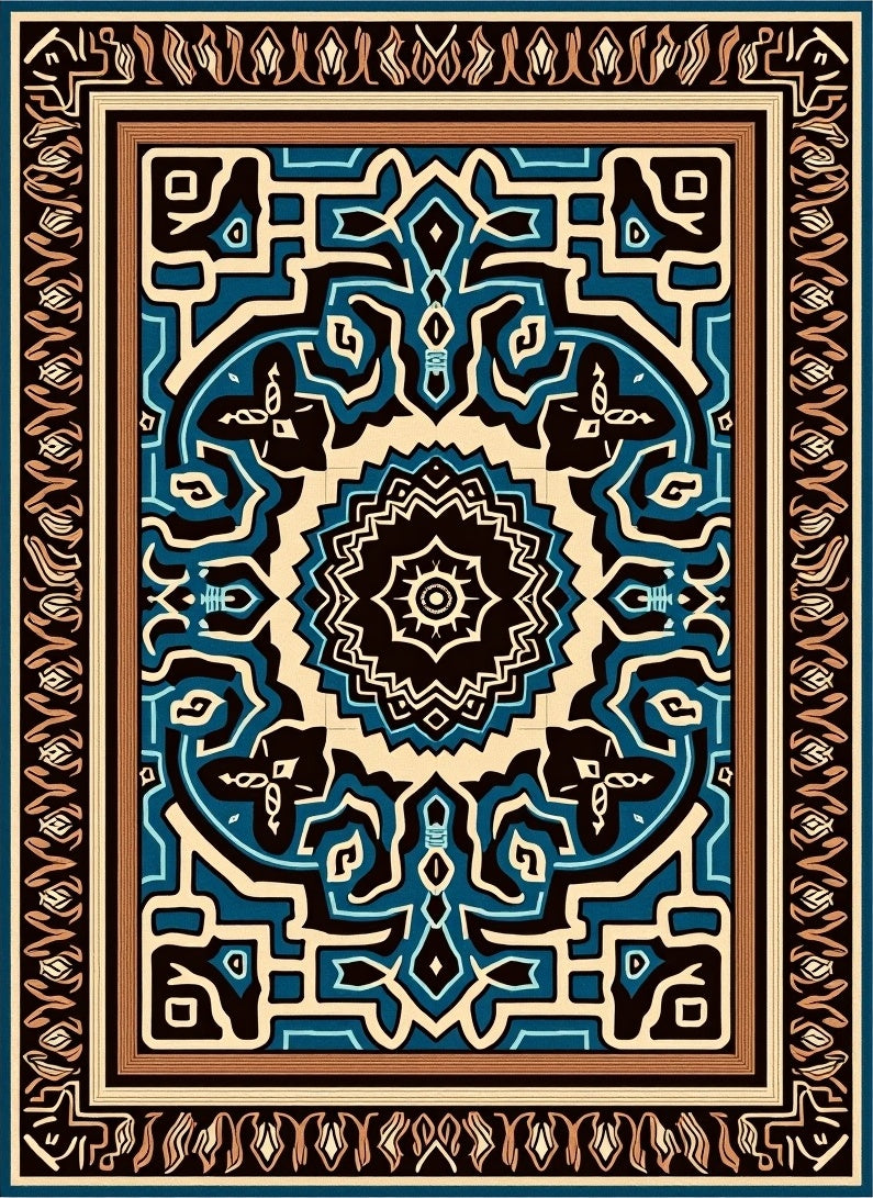 Intricate Geometric Medallion Print Rug