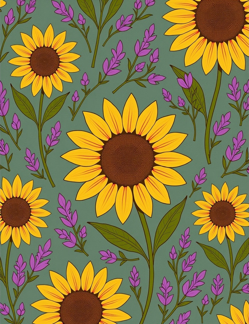 Sunflower And Lavender Meadow Design Rug