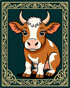 Charming Brown Cow Ornate Farm Animal Rug