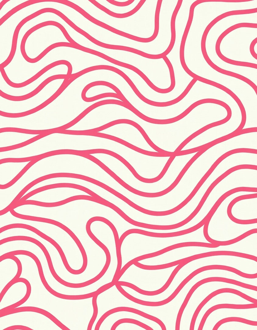 Modern Swirls Bold Pink Pattern Rug