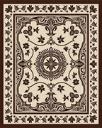 Ornate Floral Medallion Border Design Rug