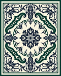 Ornate Floral Swirls Cream Green Rug