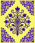 Vibrant Purple Yellow Floral Pattern Rug