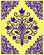 Vibrant Purple Yellow Floral Pattern Rug