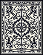 Intricate Floral Scrollwork Decorative Rug