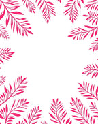 Pink Leafy Tropical Border Design Rug