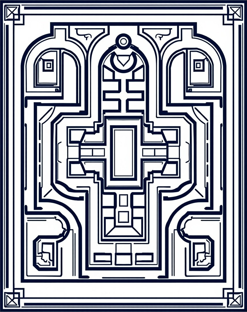 Monochromatic Geometric Garden Landscape Rug