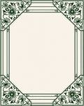 Art Nouveau Green Floral Frame Pattern Rug