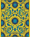 Yellow Blue Floral Sunburst Rug