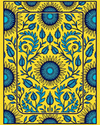 Yellow Blue Floral Sunburst Rug