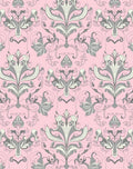 Elegant Grey Floral Damask Pattern Rug