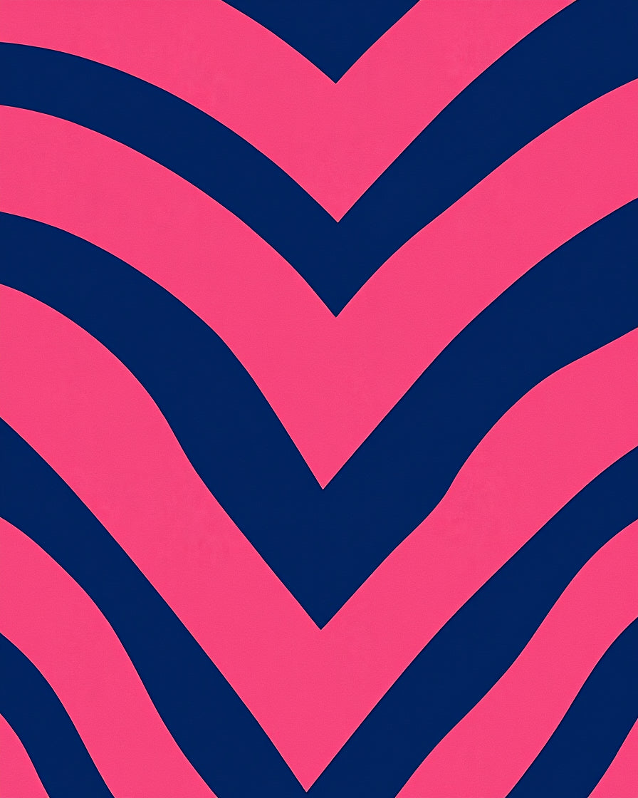 Bold Pink Navy Chevron Pattern Rug