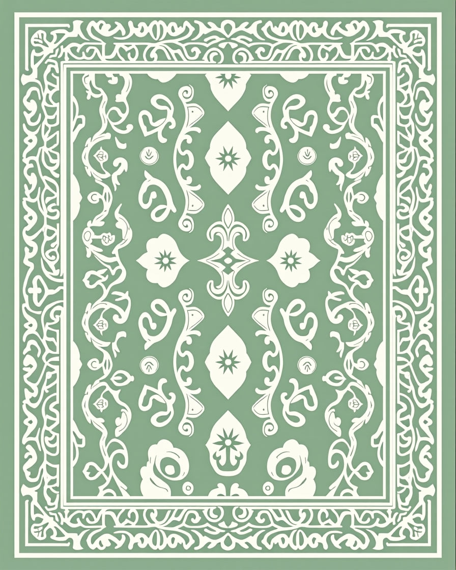 Ornate Floral Bordered Pattern Rug