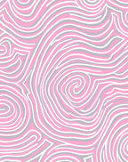 Chic Pink Gray Swirl Pattern Rug