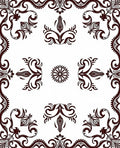 Ornate Scrollwork and Floral Motif Rug