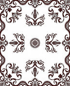 Ornate Scrollwork and Floral Motif Rug