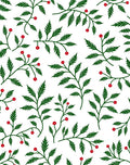 Green Leaf Red Berry Floral Arrangement Rug