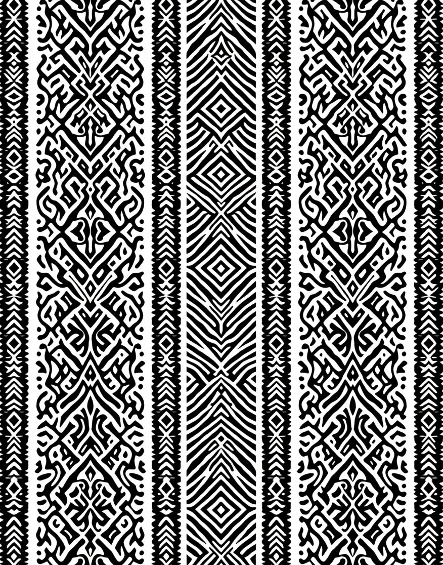 Tribal Black White Geometric Pattern Rug