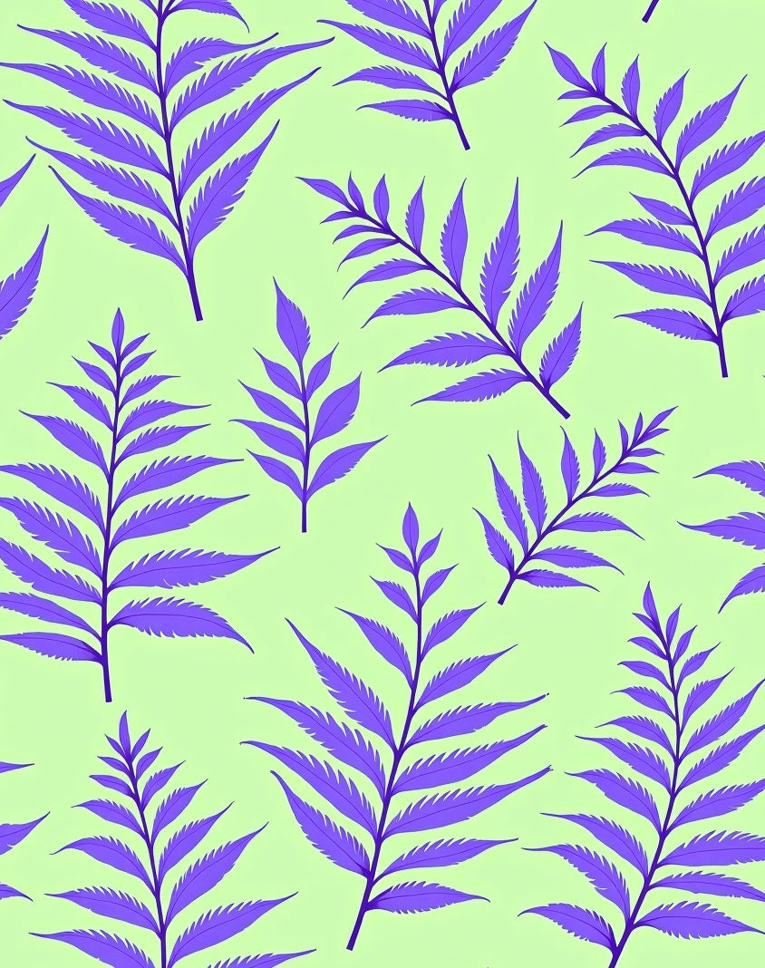 Purple Fern Leaf Pattern Rug