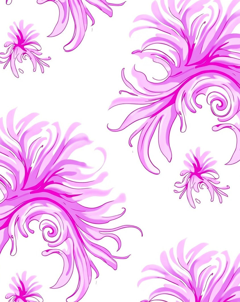 Pink Floral Scrollwork Pattern Design Rug