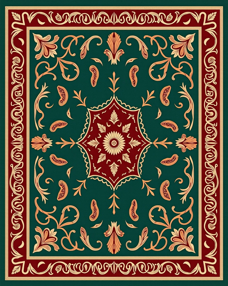 Ornate Floral Medallion Pattern Rug