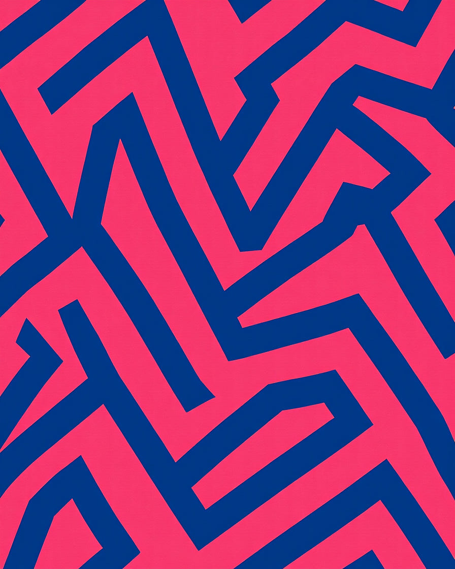 Bold Abstract Blue Geometric Coral Rug