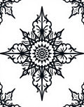 Intricate Black Floral Starburst Pattern Rug