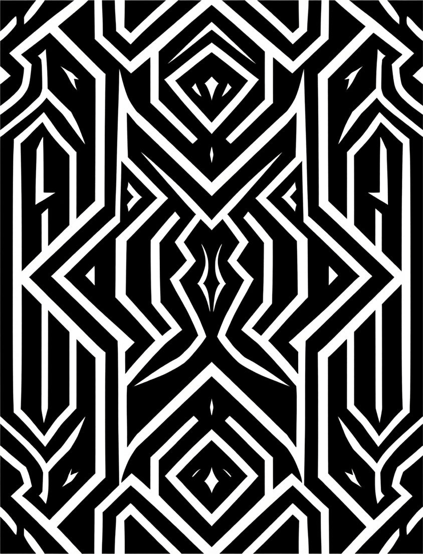 Bold Black White Geometric Pattern Rug