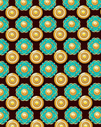 Elegant Teal Gold Medallion Pattern Rug