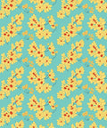 Yellow Floral Branches On Light Blue Rug
