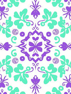 Purple Teal Floral Medallion Pattern Rug