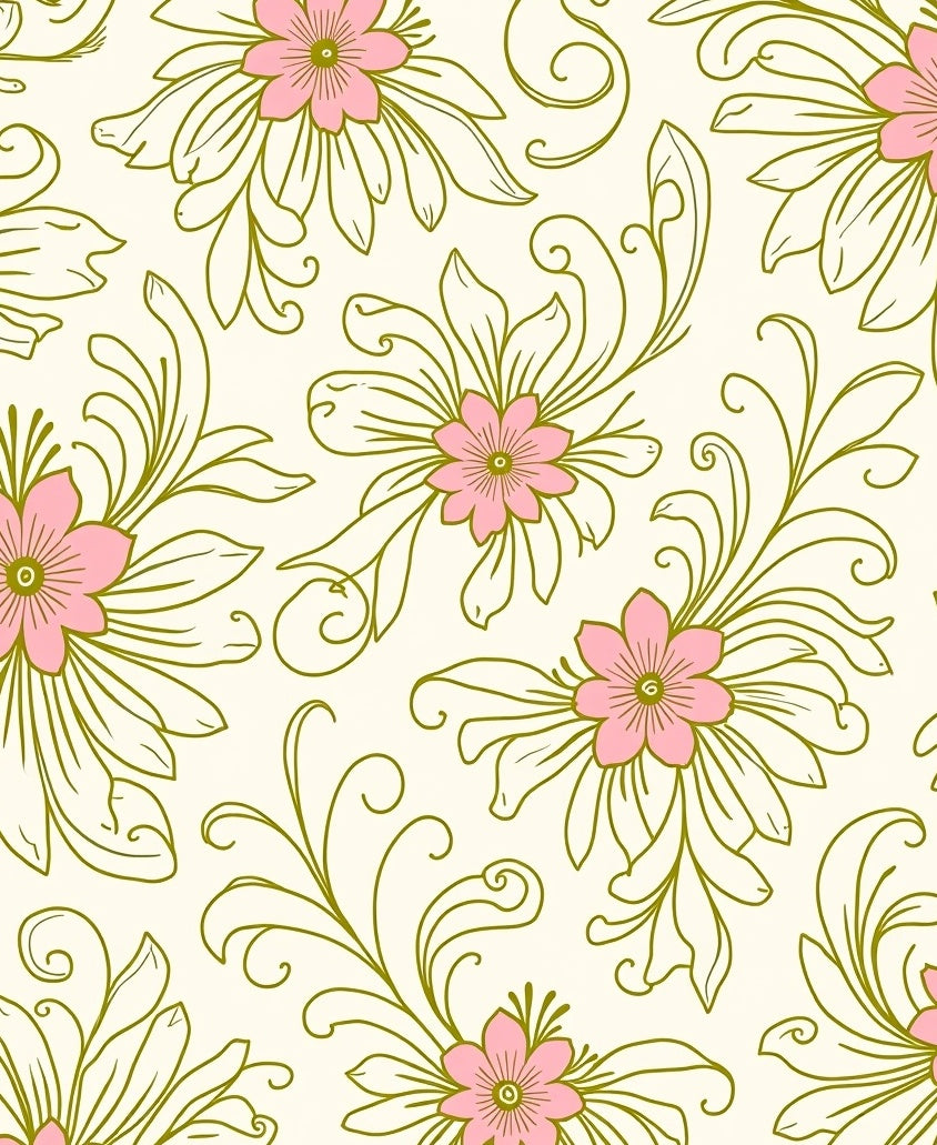 Pink Floral Swirls Pattern Rug